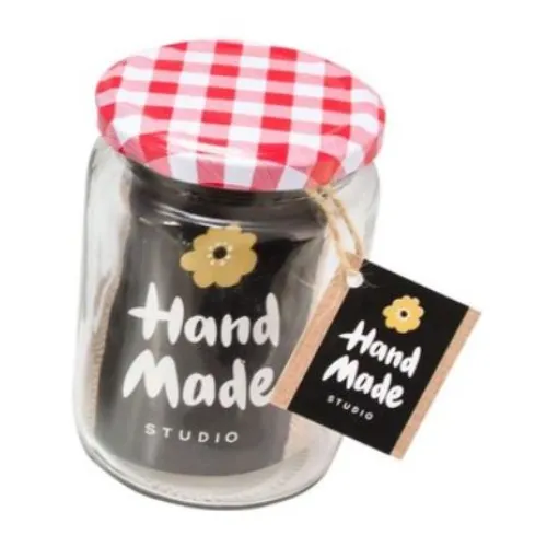 Weckpot 200 ml rood geruit deksel